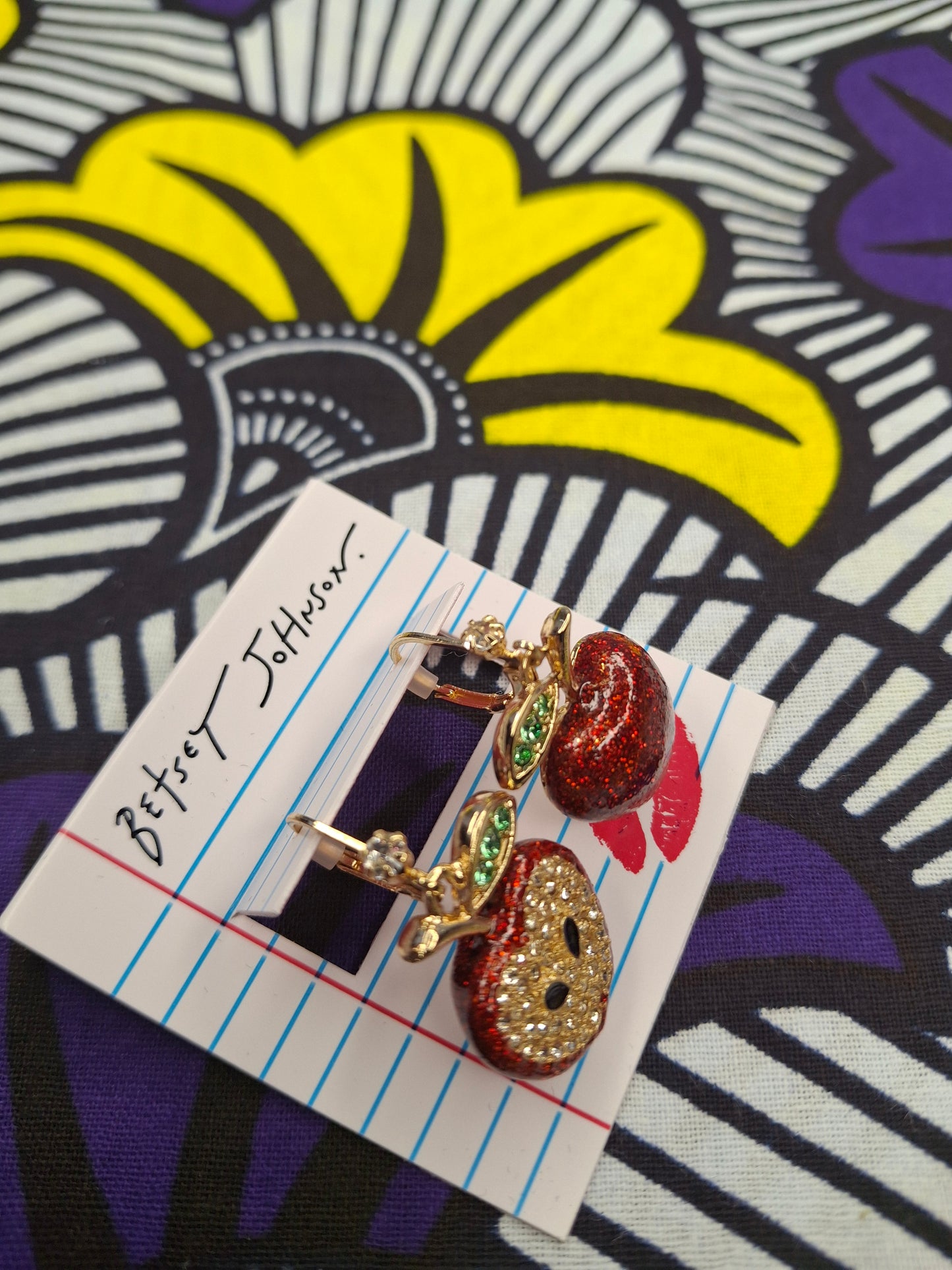Betsey Johnson Halved Apple Earrings