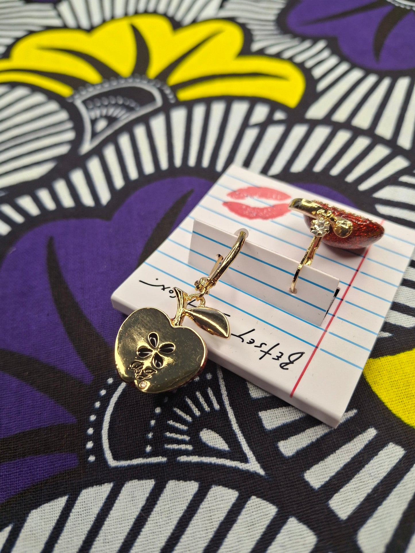 Betsey Johnson Halved Apple Earrings