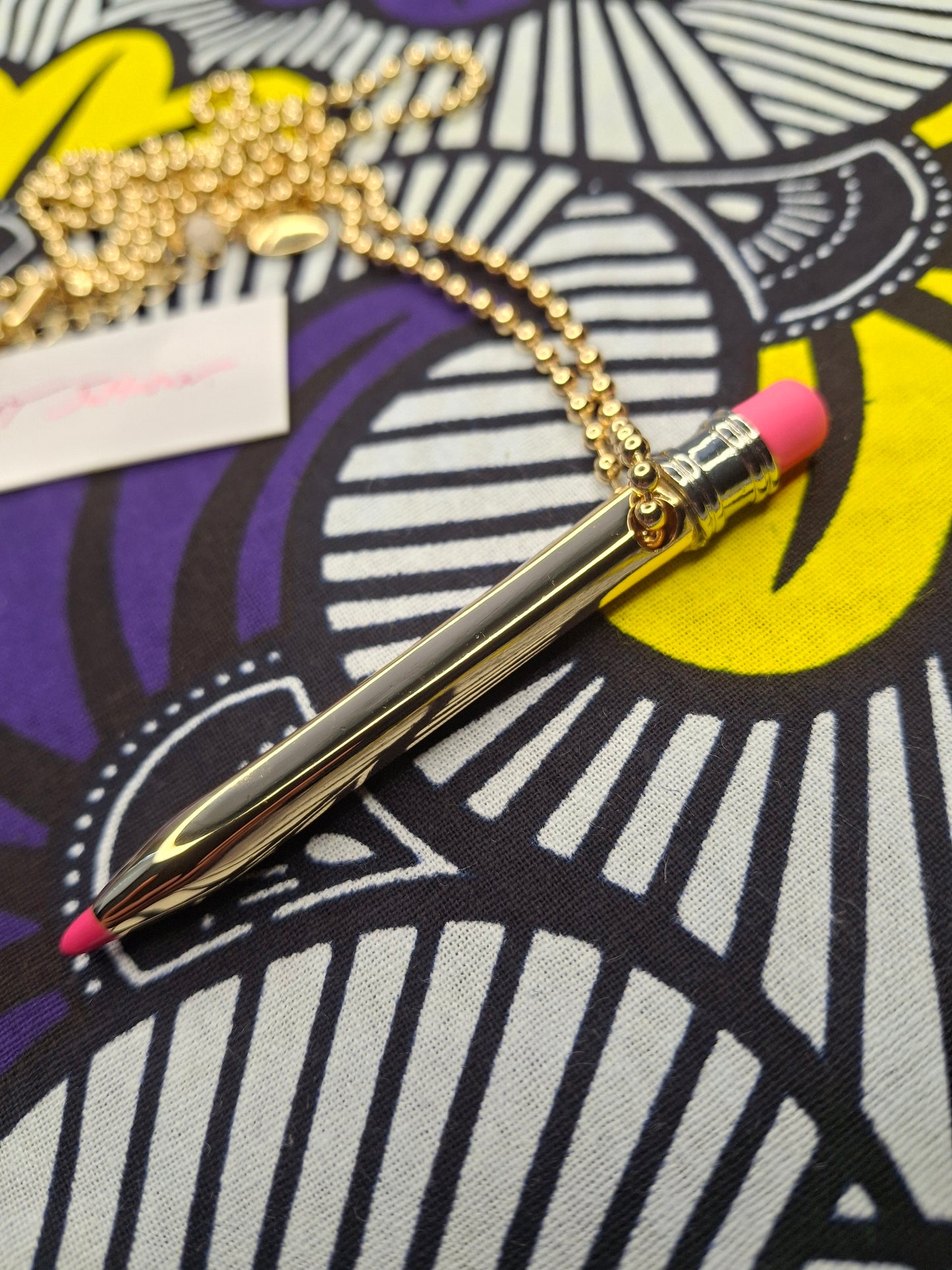 Betsey Johnson Golden Pencil Pendant Necklace