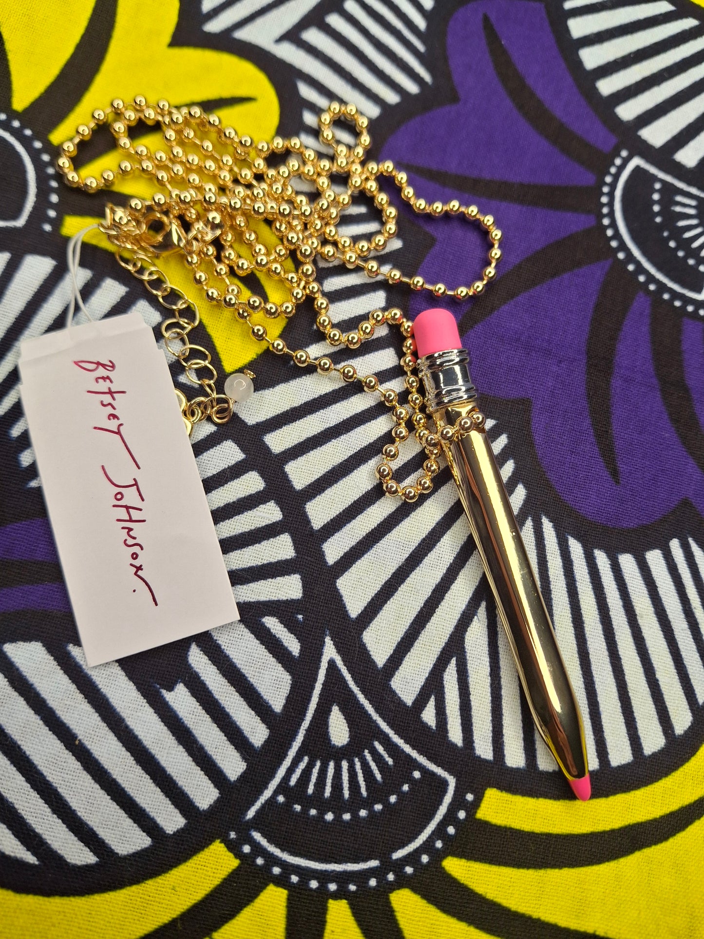 Betsey Johnson Golden Pencil Pendant Necklace