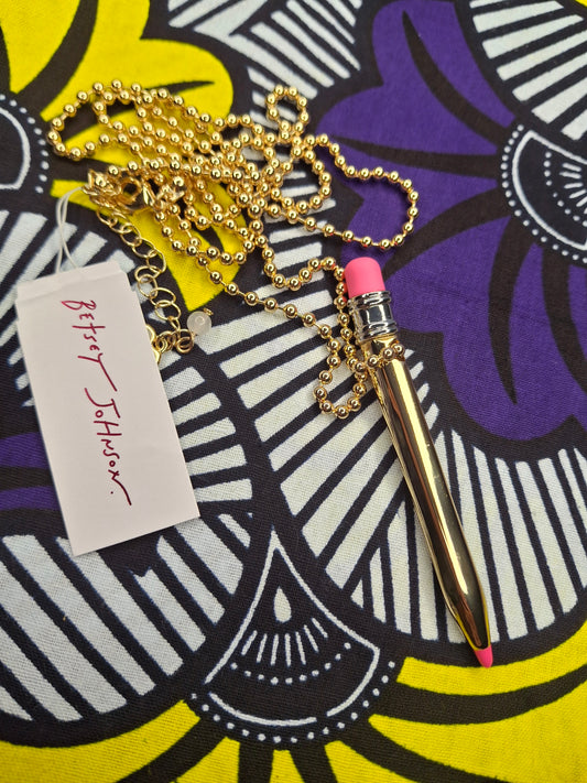Betsey Johnson Golden Pencil Pendant Necklace
