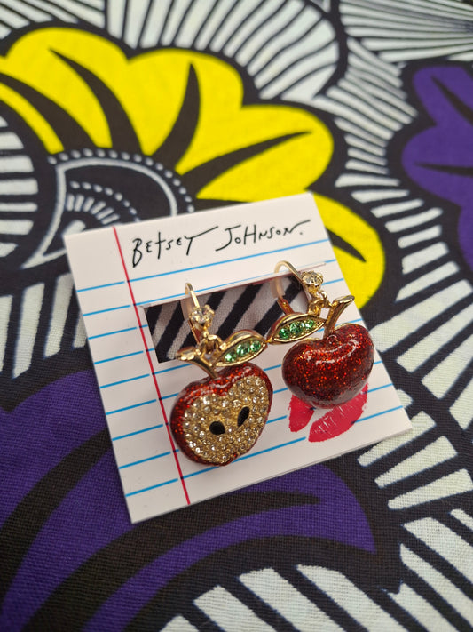 Betsey Johnson Halved Apple Earrings